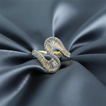 Cz Adjustable Ring With 2 Tone Rhodium Plating