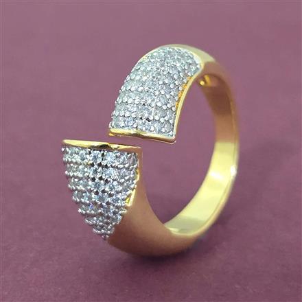 Cz Adjustable Ring With 2 Tone Rhodium Plating