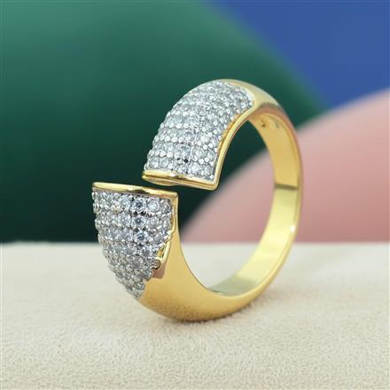 Cz Adjustable Ring With 2 Tone Rhodium Plating