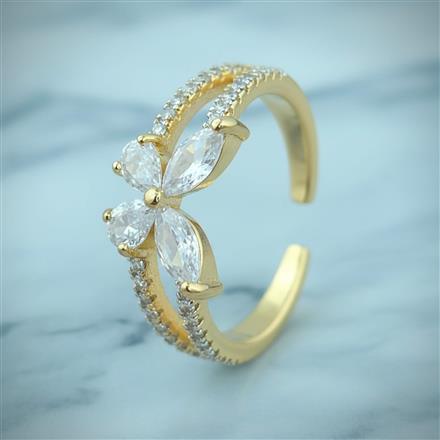 Cz Adjustable Ring With 2 Tone Rhodium Plating