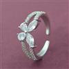 Cz Adjustable Ring With 2 Tone Rhodium Plating