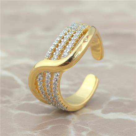 Cz Adjustable Ring With 2 Tone Rhodium Plating