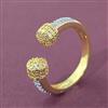 Cz Adjustable Ring With 2 Tone Rhodium Plating