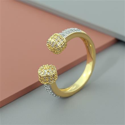 Cz Adjustable Ring With 2 Tone Rhodium Plating