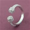 Cz Adjustable Ring With 2 Tone Rhodium Plating