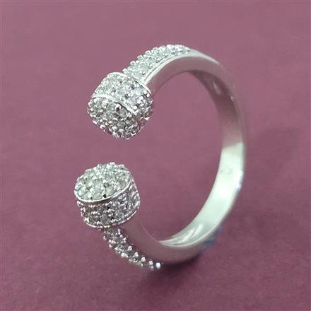 Cz Adjustable Ring With 2 Tone Rhodium Plating