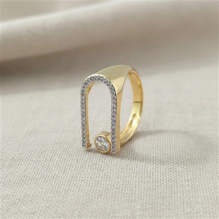Cz Adjustable Ring With 2 Tone Rhodium Plating