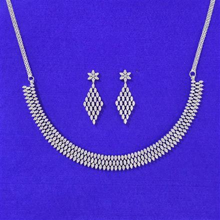 Cubic Zirconia Classic Necklace Set With 2 Tone Rhodium Plating