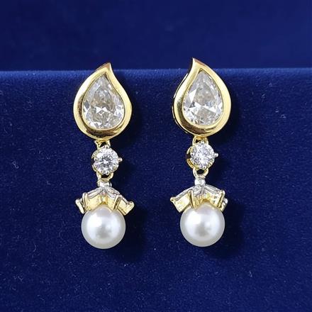 Cubic Zirconia Moti Earring With 2 Tone Rhodium Plating