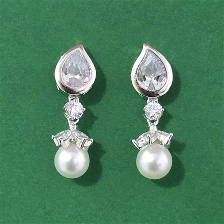 Cubic Zirconia Moti Earring With 2 Tone Rhodium Plating