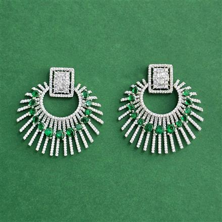 Cz Classic Earring With Rhodium Plating