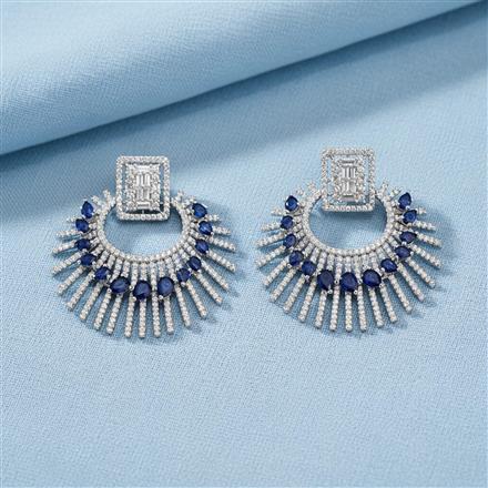 Cz Classic Earring With Rhodium Plating