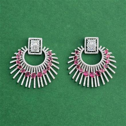 Cz Classic Earring With Rhodium Plating