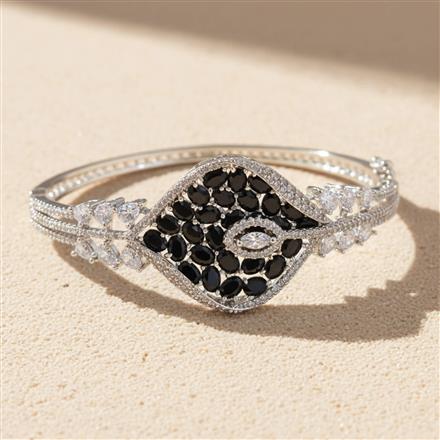 Cz Openable Kada With Rhodium Plating