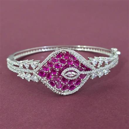 Cz Openable Kada With Rhodium Plating