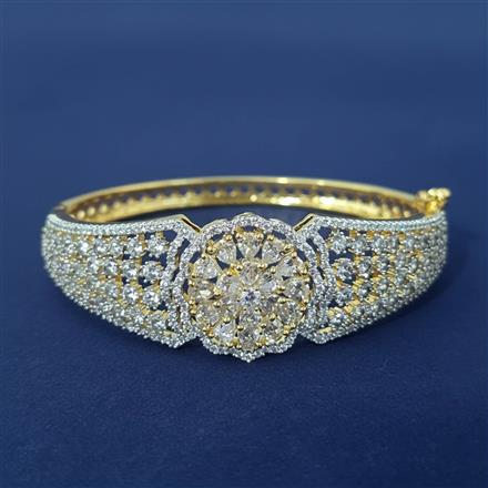 Cz Openable Kada With Mehndi 2 Tone Rhodium Plating