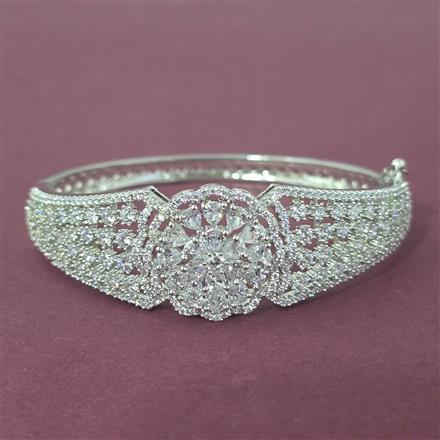 Cz Openable Kada With Mehndi 2 Tone Rhodium Plating