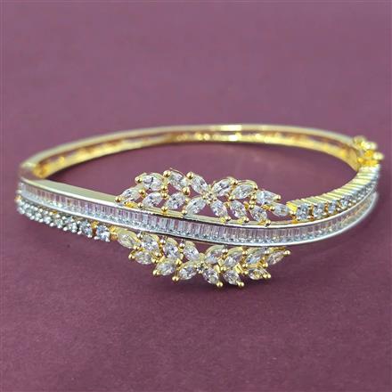 Cz Openable Kada With Carat 2 Tone Rhodium Plating