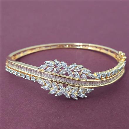 Cz Openable Kada With Carat 2 Tone Rhodium Plating