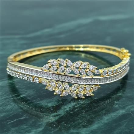 Cz Openable Kada With Carat 2 Tone Rhodium Plating