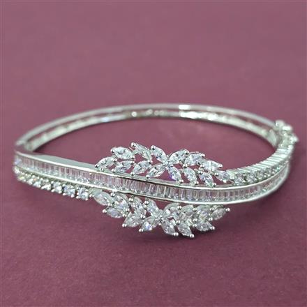 Cz Openable Kada With Carat 2 Tone Rhodium Plating