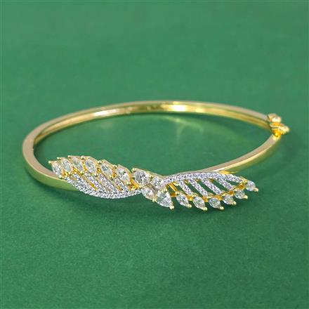 Cubic Zirconia Openable Kada With Carat 2 Tone Rhodium Plating