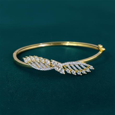 Cubic Zirconia Openable Kada With Carat 2 Tone Rhodium Plating