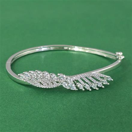 Cubic Zirconia Openable Kada With Carat 2 Tone Rhodium Plating