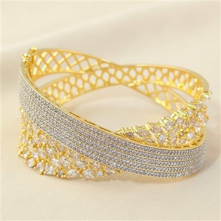 Cz Openable Kada With 2 Tone Rhodium Plating