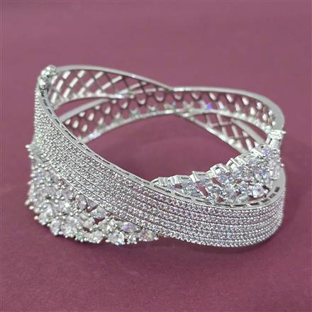 Cz Openable Kada With 2 Tone Rhodium Plating
