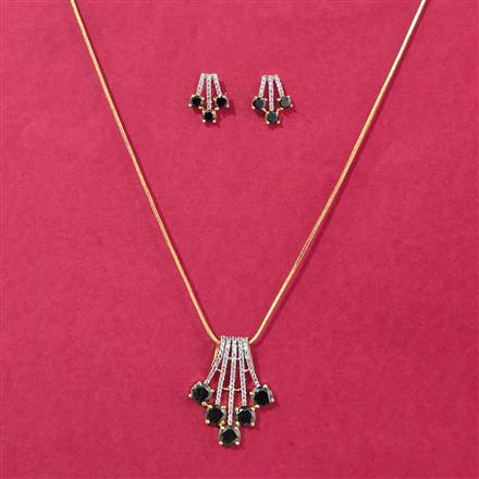 Cubic Zirconia Classic Pendant Set With 2 Tone Plating