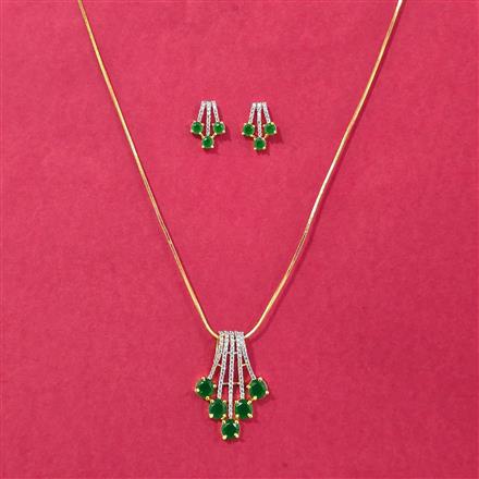 Cubic Zirconia Classic Pendant Set With 2 Tone Plating