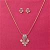 Cubic Zirconia Classic Pendant Set With 2 Tone Plating