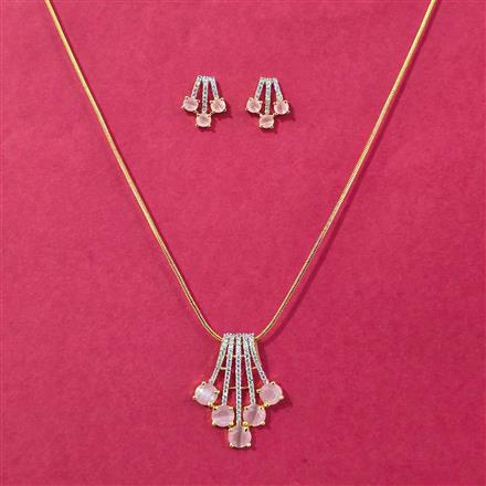 Cubic Zirconia Classic Pendant Set With 2 Tone Plating