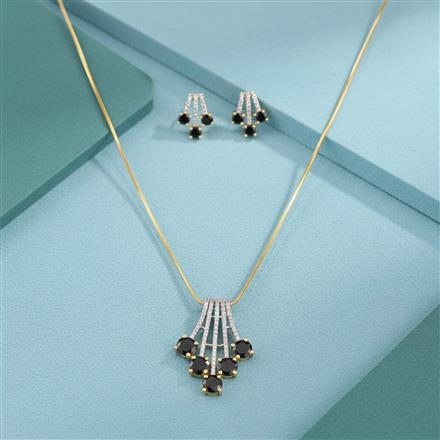 Cubic Zirconia Classic Pendant Set With 2 Tone Plating