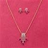 Cubic Zirconia Classic Pendant Set With 2 Tone Plating