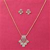 Cubic Zirconia Classic Pendant Set With 2 Tone Plating
