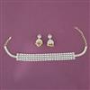Cz Choker Necklace Set With Carat 2 Tone Rhodium Plating
