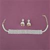 Cz Choker Necklace Set With Carat 2 Tone Rhodium Plating