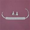 Cz Choker Necklace Set With Carat 2 Tone Rhodium Plating