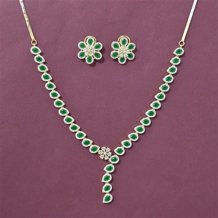 Cz Classic Necklace Set With 2 Tone Plating