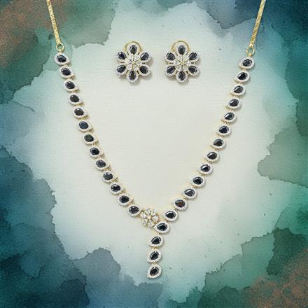 Cz Classic Necklace Set With 2 Tone Plating