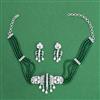 Cz Classic Necklace Set With Rhodium Plating