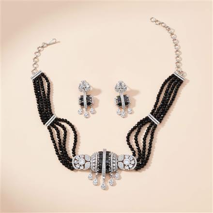 Cz Classic Necklace Set With Rhodium Plating