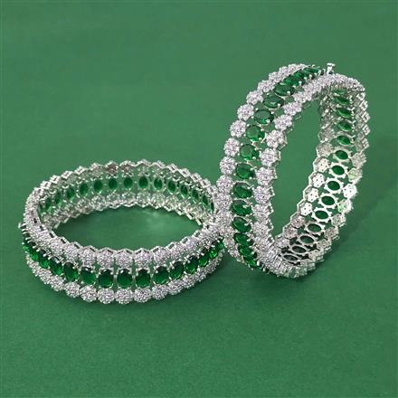 Cubic Zirconia Openable Bangles With Rhodium Plating