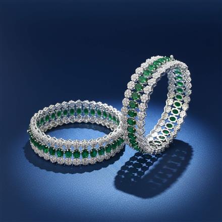 Cubic Zirconia Openable Bangles With Rhodium Plating