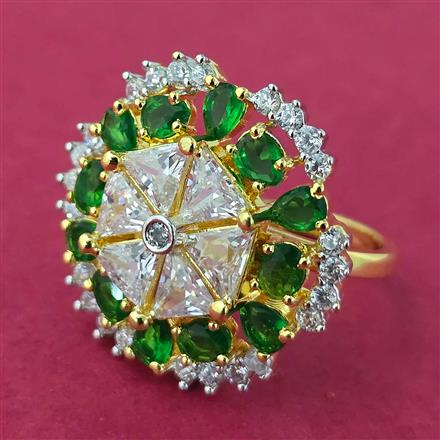 Cubic Zirconia Adjustable Ring With 2 Tone Plating