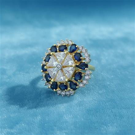 Cubic Zirconia Adjustable Ring With 2 Tone Plating