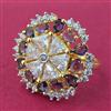 Cubic Zirconia Adjustable Ring With 2 Tone Plating