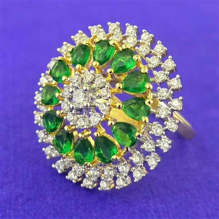 Cubic Zirconia Adjustable Ring With 2 Tone Plating